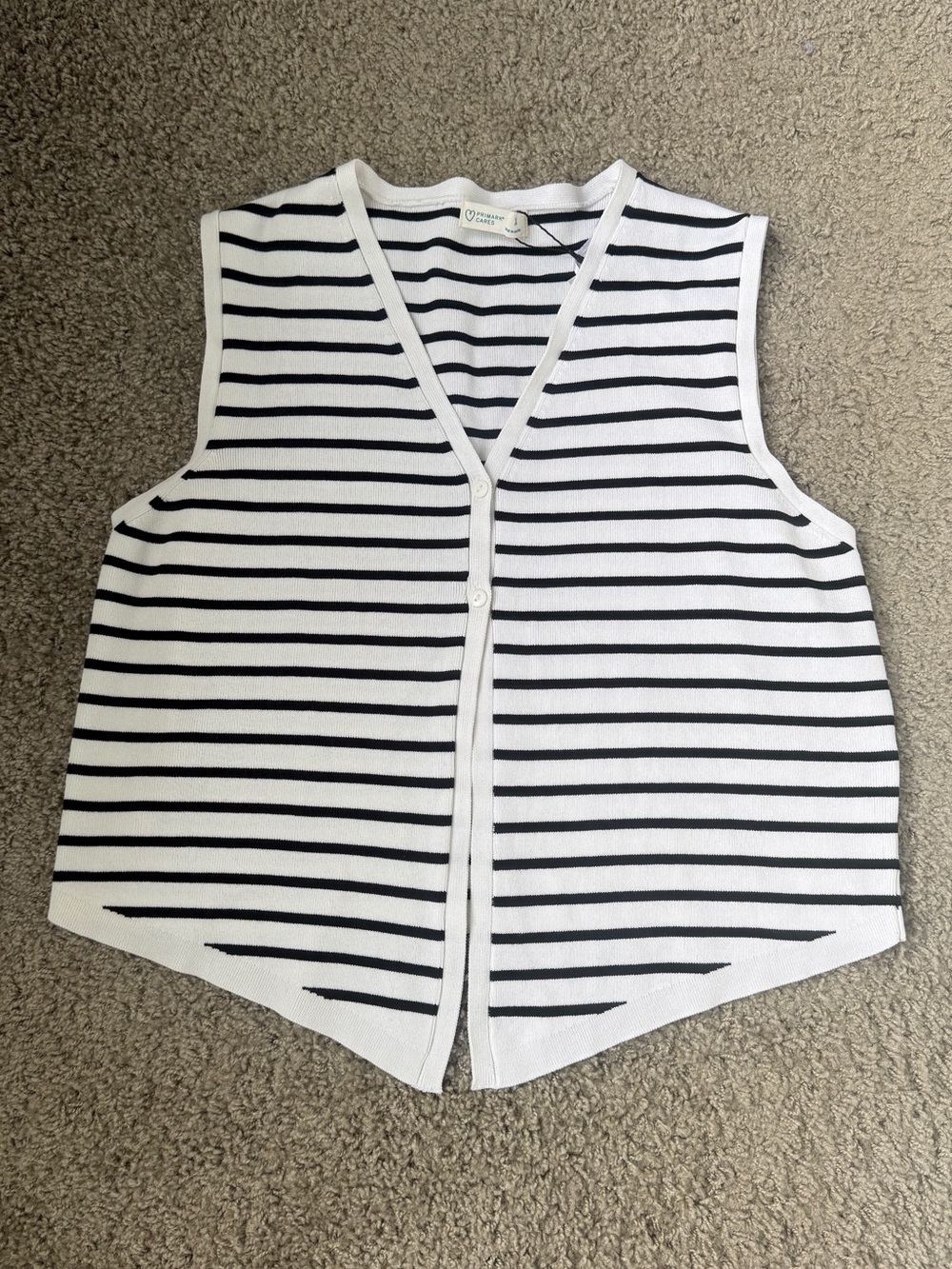 Striped Sleeveless V-Neck Vest